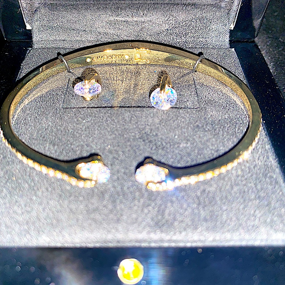 ✨Givenchy - 2-Pc. Set Crystal Cuff Bangle Bracelet & Matching Stud Earrings✨NWT✨ - Picture 7 of 16